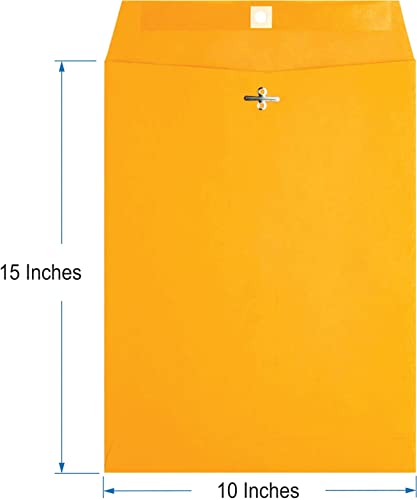 10 X 15 - Clasp Envelopes, Heavy-Duty Brown, Clasp Closure & Gummed Seal, 28Lb Heavyweight, Envelopes For Home, Office, Business, And School, 10" X 15" - 10 Envelopes Per Pack #TOP1