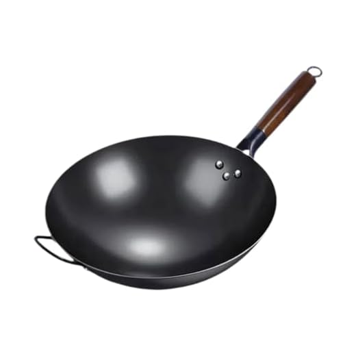 MagiDeal Padella Wok ferro Forgiatura manuale Padella in ferro Cottura Non rivestimento Gas Padelle tradizionali Pentole universali Wok cinese Wok, con Orecchio, 34cm