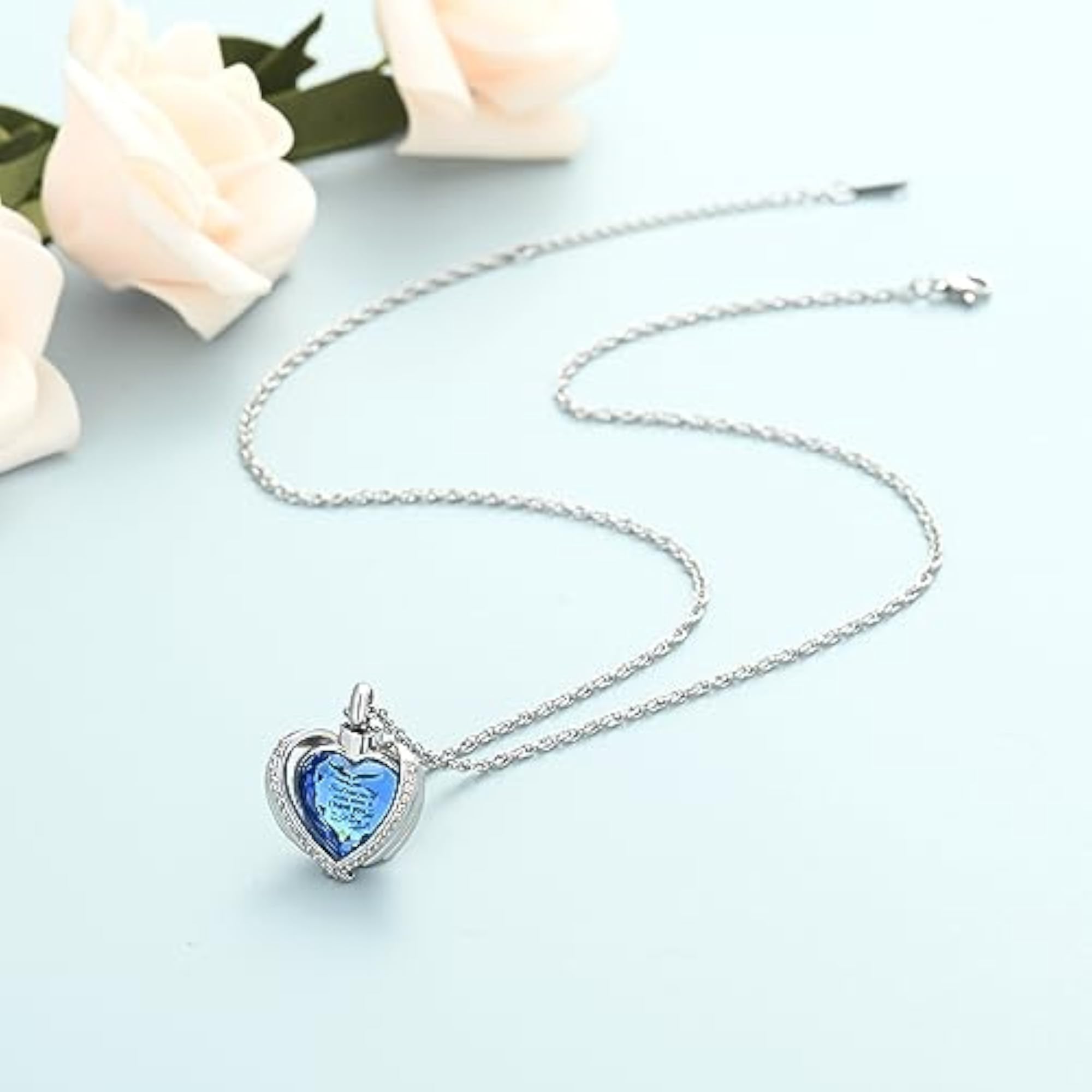 Cremation Heart Urn Necklace for Ashes, Keepsake Pendant