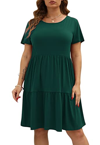 Image of Nemidor Women Plus Size Casual Ruffle Dress Swing Midi Pocket