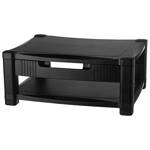 Kantek Two-Level Monitor Stand, 17' X 13.25' X 3.5' To 7', Black, Supports 50 Lbs