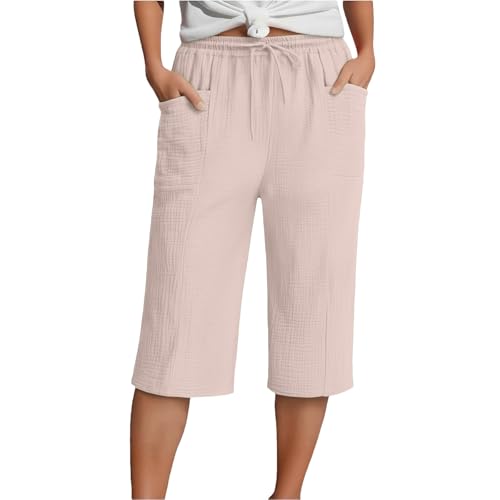 Pantalon de plage Palazzo rose XL fluide et ample pour femme