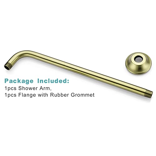 Bestill 16 Inch L-Shaped Shower Head Extension Arm, Shower Arm And Flange Included, Brushed Gold #TOP5