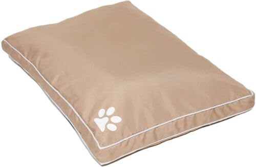 L S U Waterproof Dog Bed Removable Zipped Cover Washable Cushion - Paw Print (Beige Cushion Cover + inner pad)