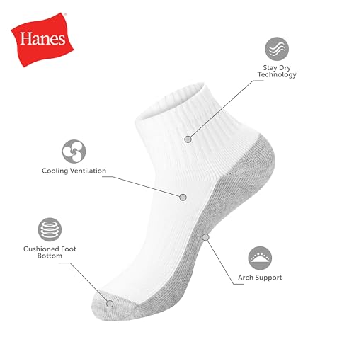Image of Hanes Men's Socks, X-temp Cushioned Low Cut Socks, 12 & 14 Pair Packs