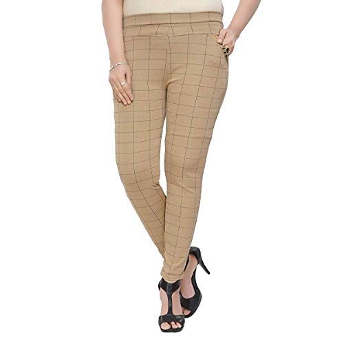 Image of CLOUD STAR Women's Slim Fit Checkered Jeggings Stretchable with 2 Pockets (Free Size)