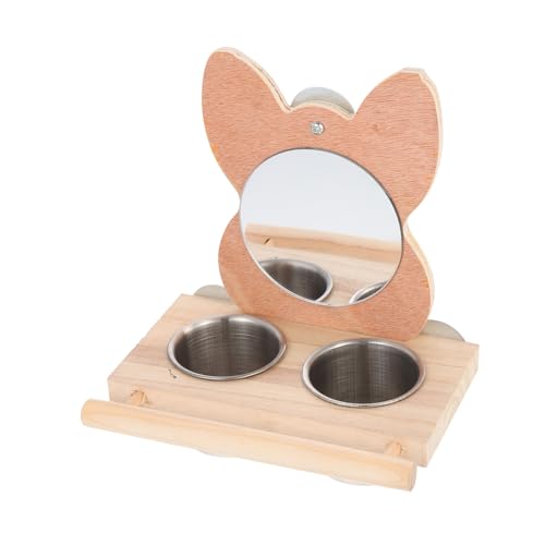 HANABASS 弁当箱のため オウム 鳥小屋 鳥の餌箱 鶏フィーダー 鳥の遊び台 鳥立ち棒 鳥の餌付けアクセサリー 鳥の鏡 バードトレーニングラック 鳥かごフィーダースタンド 木製