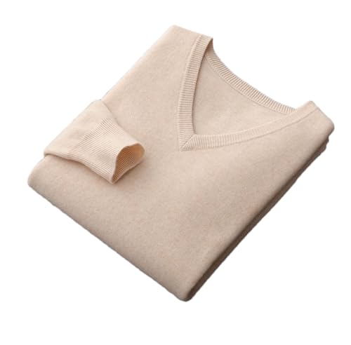 Men's V-Neck Loose Thickened Business Casual Solid Color Knitted Bottoming Sweater