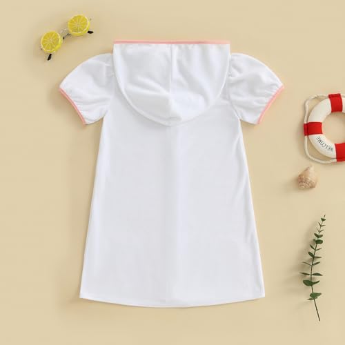 Toddler Girl Terry Cloth Bathing Suit Cover Up Striped/Floral Zip Up Hooded Beach Towel Poncho Kids Swim Coverup4