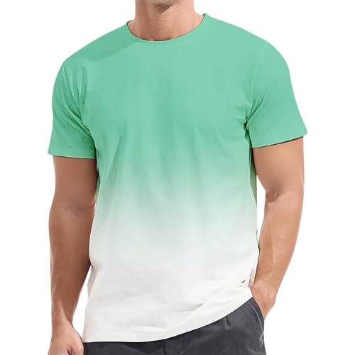 Men's Oversize Gradient Color T Shirt Casual Short Sleeve Round Neck Pullover Shirts Trendy Summer Travel Blouse Plus Size