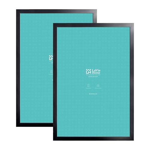 LaVie Home 20 x 30 Poster Frame 2 Packs Black, Horizontal or Vertical Wall Gallery Frames with High Definition Plexiglass Suitable for Family Photos