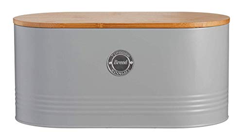Image of Typhoon Living Bread Bin with Lid, Grey, 33.5 x 18 x 16cm
