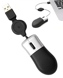 Mini Retractable Mouse Cable Wired USB Optical Mouse for Kids Travel Plug & Play Small Portable Adjustable for Laptop Computer A-pple M-ac HP Dell Lenovo Thinkpad Sony Asus Acer Tablet PC Corded