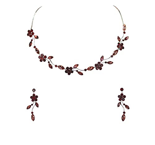 Image of Faship Gorgeous Rhinestone Crystal Floral Necklace Earrings Set