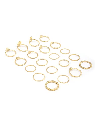 Image of ZAVERI PEARLS Set of 20 Gold Tone Contemporary Stackable Rings For Women-ZPFK13636