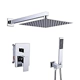 KES Shower Faucets Sets Complete 10 Inches Rain Shower Head with Handheld Spray Pressure Balance...