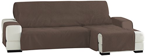 Eysa Fundas de Sofa Prácticas, Chaise Longue 240 cm, Derecha Vista Frontal, Tela, Marrón, Tres Plazas