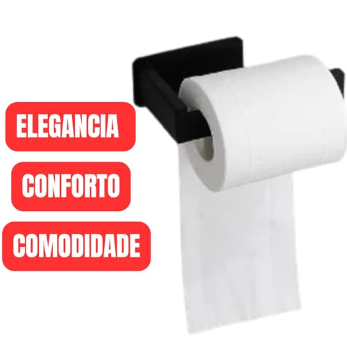 Suporte Porta Papel Higiênico Parede Adesivo 3m Multiuso Suporte Vaso Elegante (Preto)