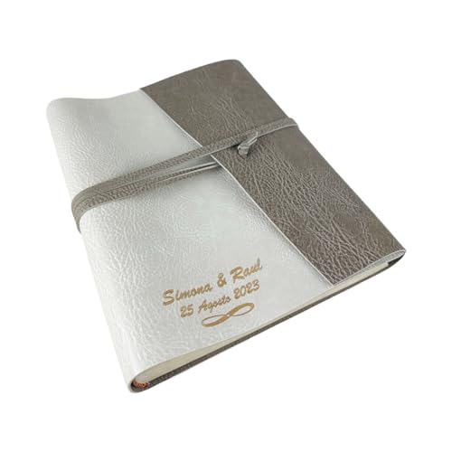 Álbum de fotos – Double Vintage – piel sintética personalizable con grabado. Ideal para bodas, aniversarios y eventos (con grabado, polar y pardo)