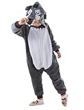 VIVUHTCC Unisex Kids Animal Onesie Pajamas Children Wolf Flannel Halloween Cosplay Costume Homewear Sleepwear for Boys Girls Gift(Wolf-110)
