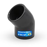 DOJA Barcelona Connettore PVC 45 Gradi - Ø 20mm - Confezione da 5 - Resistenza - Raccordo Curva a 45 Gradi, Compatibile con Altri Accessori - Tubo Gomito in PVC a Installazione Semplice