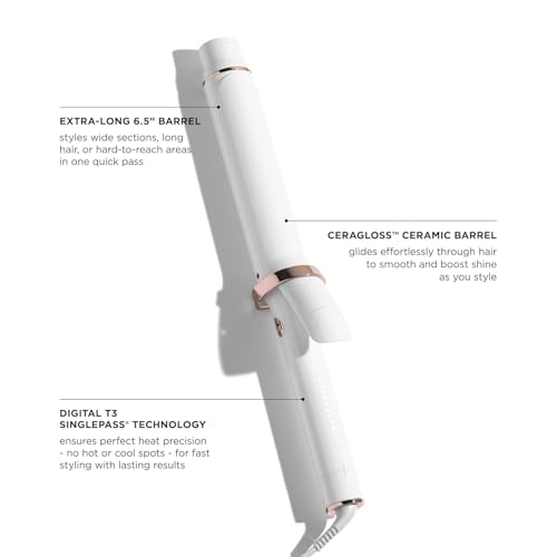 T3 SinglePass Curl X Extra-Long Barrel Curling Iron & Curling Wand, Hair Curler with 9 Heat Settings, Korean Ceramic & ProGlide Clip for Curls, Waves & Shine on Fine, Medium & Thick Hair - Image 3
