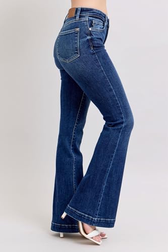Judy Blue High-Waisted Trouser Flare Jeans – Tailored, Stretchy, and Timelessly Stylish Denim - 826373