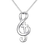 Music Note Necklace 925 Sterling Silver Treble Clef Music with Faith Hope Love Cross Pendant Necklace for Women Music Lover