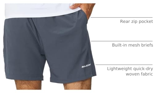Image of baleaf Men's 5 inch Running Athletic Shorts for Workout Gym Tennis Sports Lightweight Quick Dry with Zipper Pocket