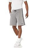 adidas Essentials Men's 3-Stripes Jersey Shorts, Medium Grey Heather/Black, Medium