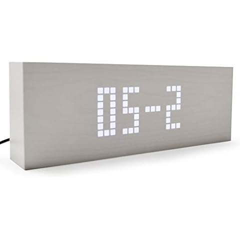 Gingko Design Alarm Clock, Wood, White, One Size Cover