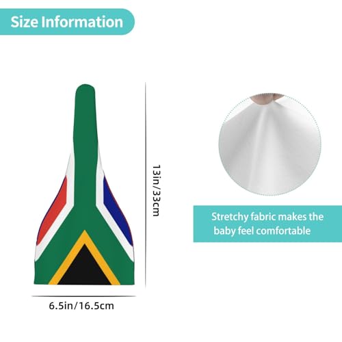 Newborn Baby Hat, South African Flag Print Soft Top Knot Beanie Cap, Cute Baby Headwear for 0-6 Months Black4