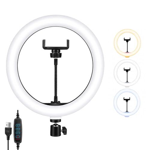 Image of Simpex 8 inch LED Ring Light with Mobile Holder & Adjustable Brightness for Makeup, Video Shoot, Live Streaming & Photography Compatible with iPhone, Android Phones & DSLR Cameras