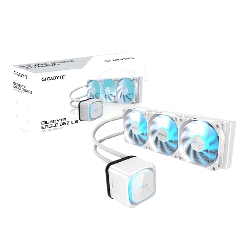 Image of GIGABYTE Eagle 360 ICE - AIO Liquid CPU Cooler - 360mm Radiator, 3X 120mm High-Volume PWM Fans, Compatible with Intel LGA 1851 /1700 /115X /1200, AMD AM5 /AM4 - White (GP-GIGABYTE Eagle 360I)