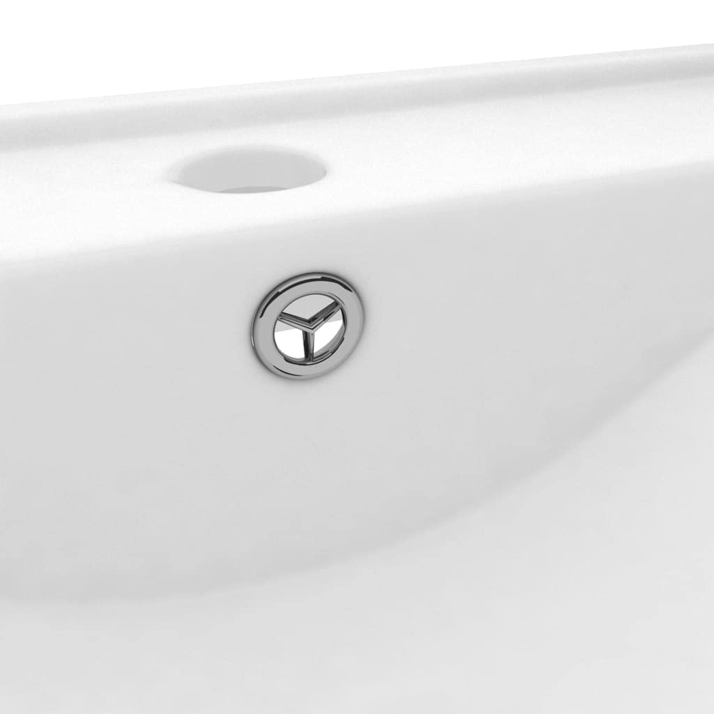 HOMIUSE 60x46x16 cm Lavabo Colgante Lavabo Sobre Encimera con Rebosadero Blanco Mate Lavabo Baño Lavabo Encastrado Rectangular Cerámica Lavamanos Baño Lavabo Piedra Lavabo Suspendido