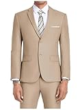 Men Suits Slim Fit 2 Piece Suit Set Champagne Dress Outfits for Men Prom Wedding Men's Tuxedos Solid Blazer Pants with Tie L