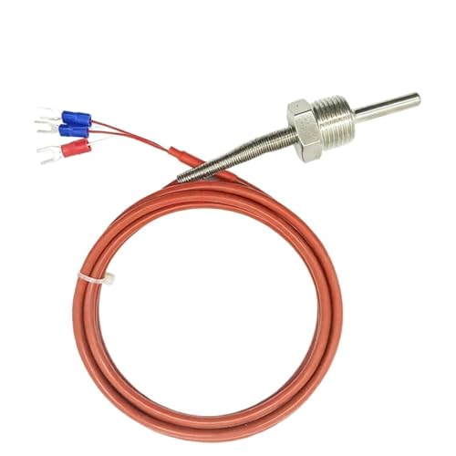 Sensor De Temperatura Impermeable PT100 Clase 1/3B Sonda De Rosca DN15 6 Mm × 30 Mm 3 Cables, Cable De Silicona De 2 M