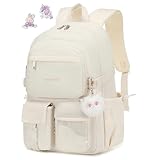 qodbopack Backpack for School 15.6 Inch Laptop Backpacks for Teen Girls Waterproof Bookbag Cute School Bag OFF-WHITE