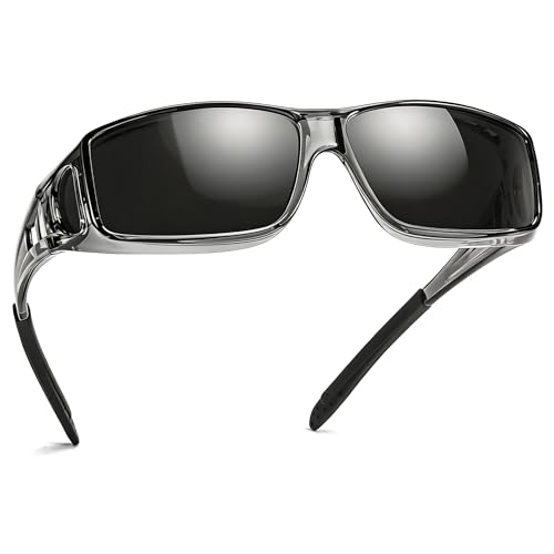 Image of TJUTR Polarized Fit Over Glasses Sunglasses for Men Women, Wrap Around UV400 Protection Sunglasses TS2611