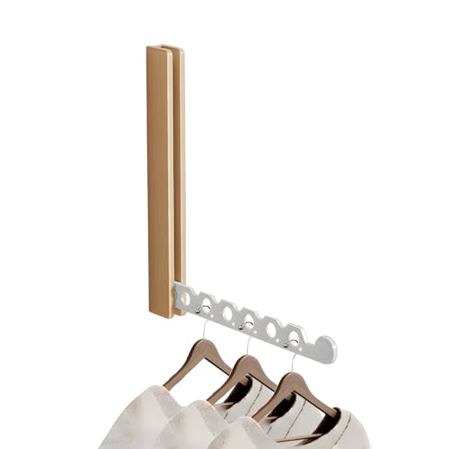 GYJZZW Percha plegable de nogal para colgar en la pared, estante de secado de lavandería, plegable, ahorro de espacio para lavandería, organizador de almacenamiento de ropa (madera de haya blanca)