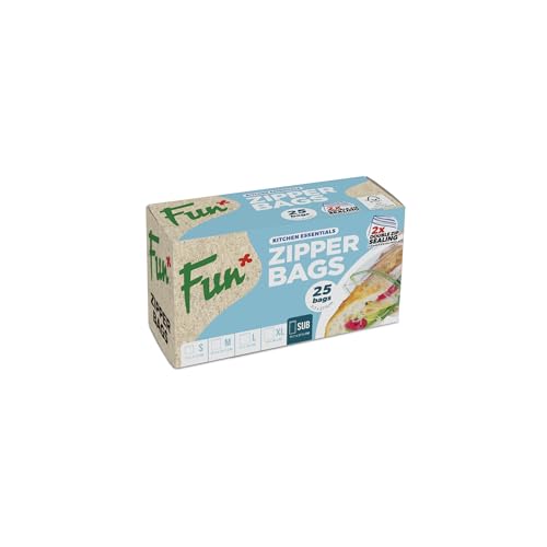 Fun Zipper Bags 11.7x27.5cm Clear Leak-Proof & Airtight Seal Food & Household Storage (Pack of 25)
