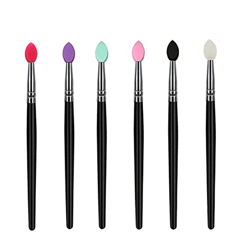 Silicone Eyeshadow Brushes Set, BYVUTE Colorful Heads Eyeliner Blending Professional Makeup Brush Set, 6 Essential Eye Makeup Brushes Kits, Eye Shadow Brushes