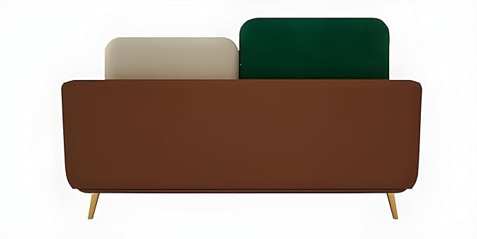 Image of Velvet Contemperory Sofa with Cushion Chaise Lounge Sectional Sofa Perfect for Living Room & Bedroom Guests Home & Office (Green & Beige, Two Seater)