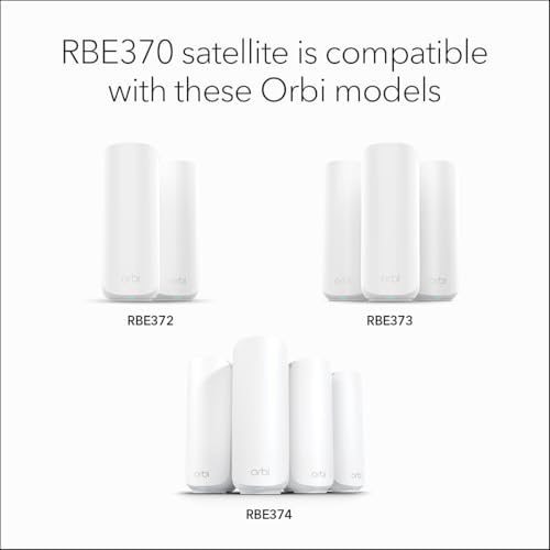 Image of NETGEAR Orbi 370 Series (RBE370) Dual-Band WiFi 7 Mesh Network Add-on Satellite - Works with RBE372, RBE373, RBE374, Security Features, 5 Gbps, Adds Coverage up to 2,000 sq. ft., BE5000