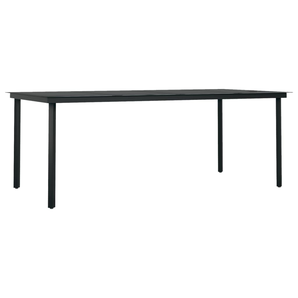 Juego de 9 muebles de jardín de polirratán gris oscuro con 1 mesa de cristal de 200 x 100 cm y 8 sillones de jardín ajustables, incluye cojines para jardín y terraza