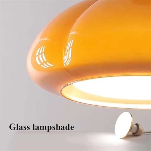 Lustre en verre orange rétro au design soigné pour salon
