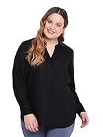 The Pink Moon Women's Regular Fit Plus Size Top (Nim0012k_nw_Black_6XL)