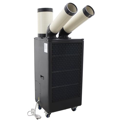 INTSUPERMAI Industrial Air Conditioner Mobile Spot Cooler Air Conditioner Workshop Post Cooling Air Conditioners Two Outlets Mobile Outdoor Cooling Aircon Black Color 220V 550m³/h