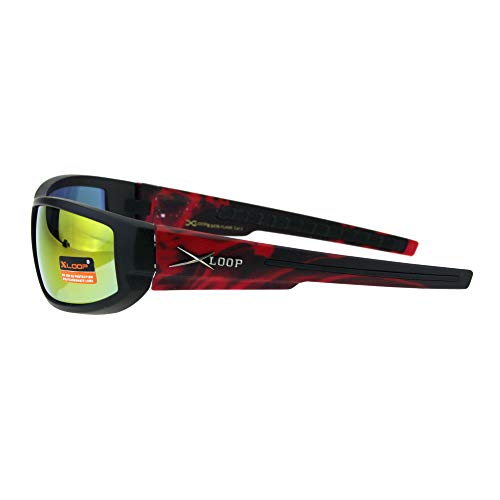 PASTL Xloop Mens Sunglasses Wrap Around Rectangular Biker Flame Design4