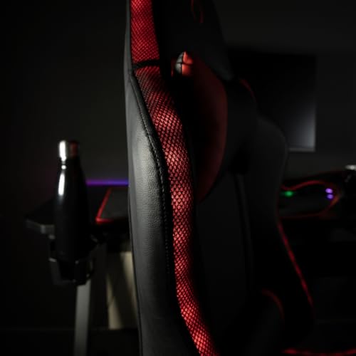 Konix Chaise de Bureau Gaming Phantom - Éclairage RVB - Inclinaison siège 135° - Cuir synthétique Lisse - Coussin lombaires et cervicaux - Noir – Image 3
